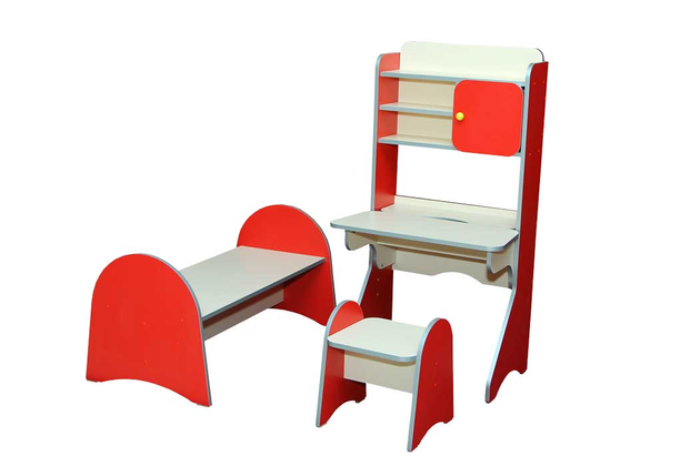 Стенка мебельная "Больница детская" из 3-х элементов: стол, табурет и кровать 2