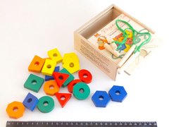Дерев'яна іграшка-Шнурівка Геометричні фігури 1