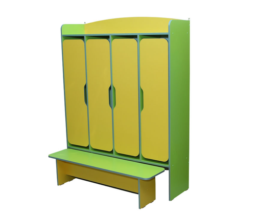 Шкаф 4-дверный для раздевалки со скамейкой (фотопечатью) 1