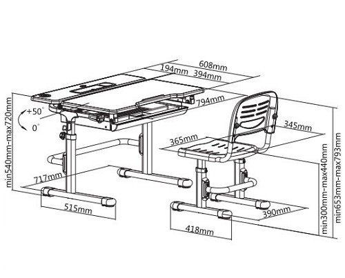 Комплект парта і стілець-трансформери Lavoro 10