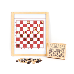 Деревянная игровая панель шахматы и шашки 1