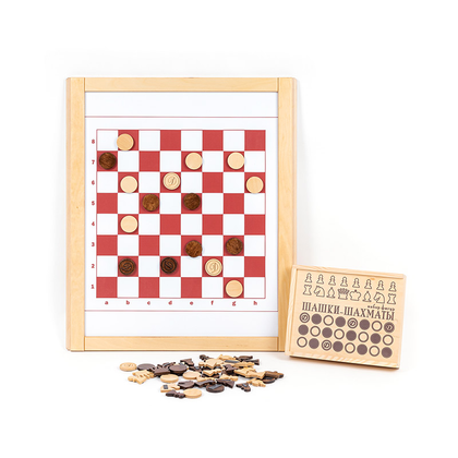 Дерев'яна ігрова панель шахи і шашки 4