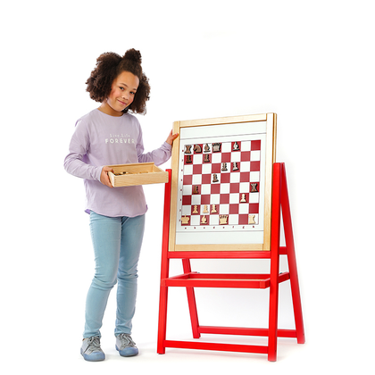 Деревянная игровая панель шахматы и шашки 2