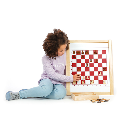 Деревянная игровая панель шахматы и шашки 3