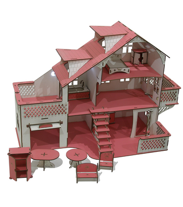 Игровой набор Кукольный дом большой 85х35х55 с гаражом с подсветкой 3