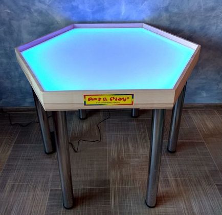 Шестикутний стіл для пісочної терапії зі світлодіодною кольоровою стрічкою 4