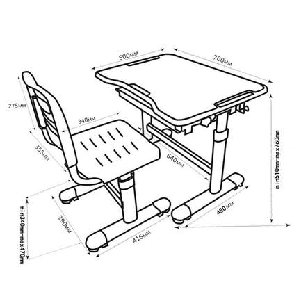 Комплект парта та стілець трансформери Sole 2