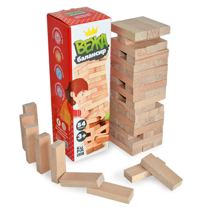 Деревянная игра Башня балансир 54 элемента 1