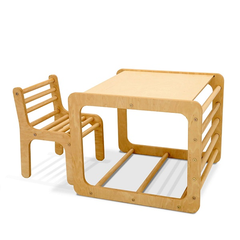 Деревянный комплект Кресло и столик Кубик 1