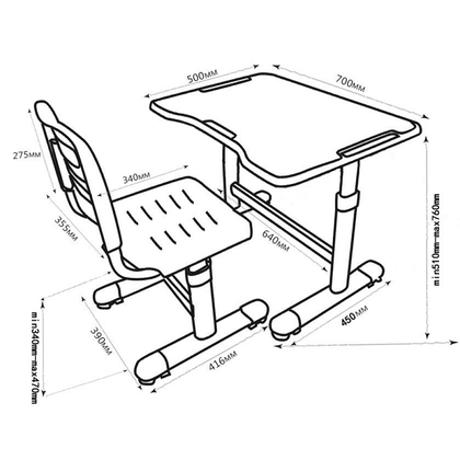 Комплект парта і стілець трансформери Sole ll 2
