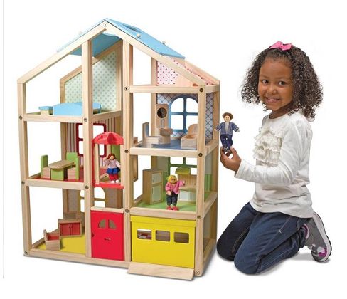 Кукольный домик с подъемником и мебелью 3
